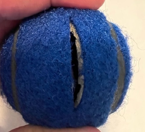 Blue new cut tennis ball for school chairs